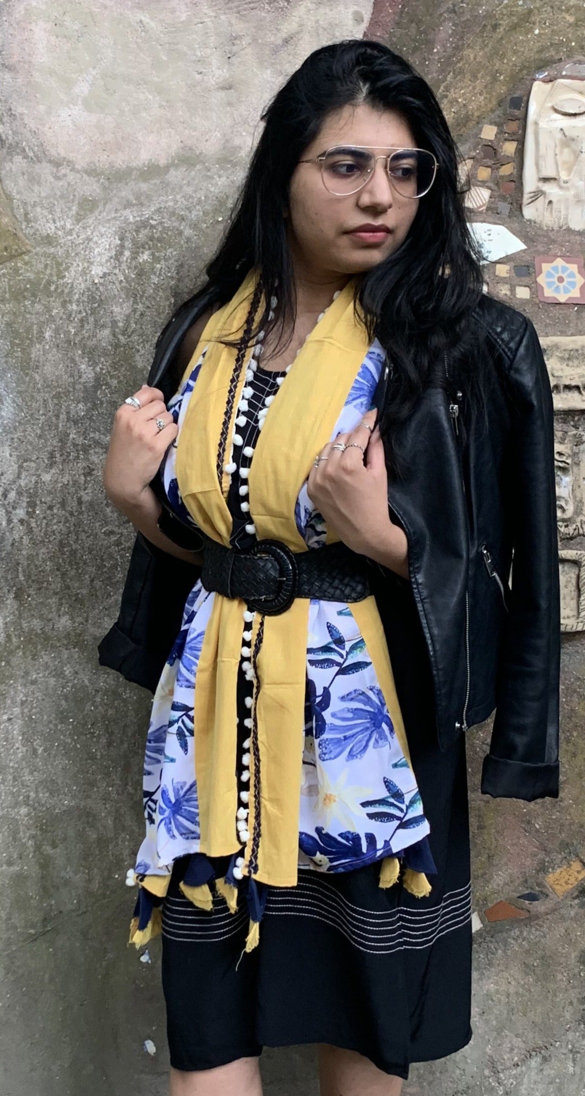 Jaune Tropicale | Echarpe imprimée motifs tropicaux