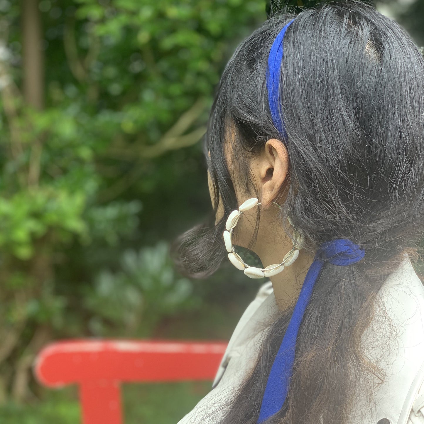 Boucles d'oreilles créoles avec coquillages