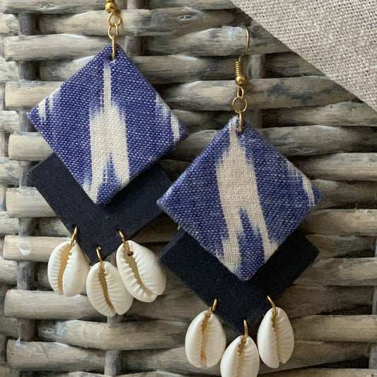 Boucles d'oreilles losange avec coquillages