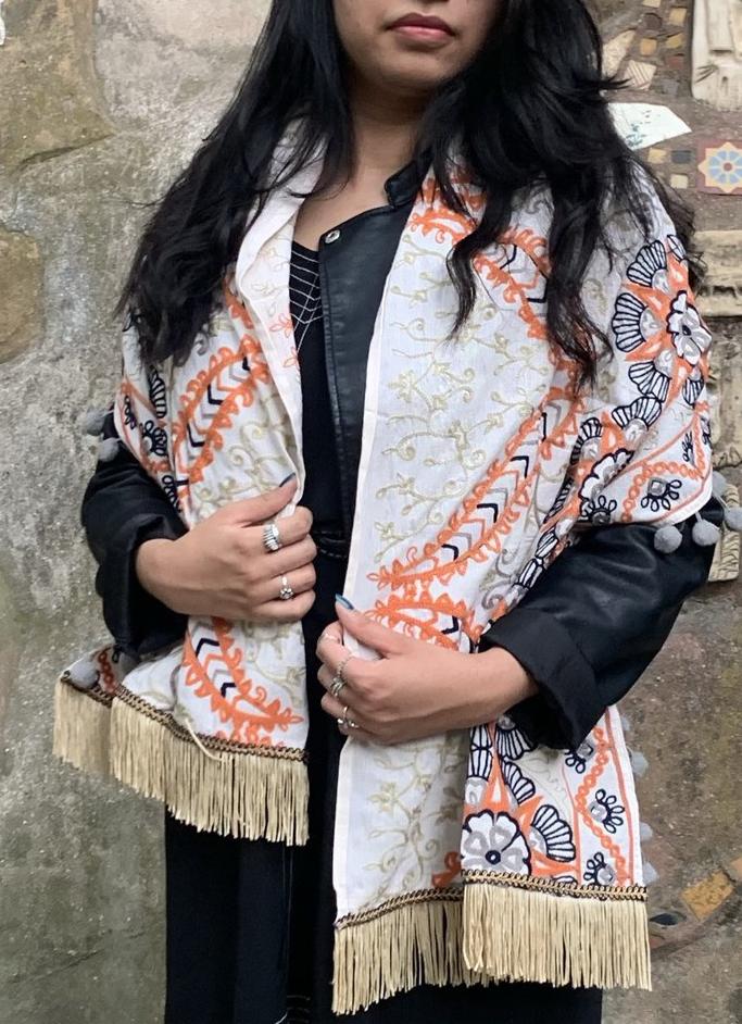 Fusion Cream | Echarpe avec motifs ethniques