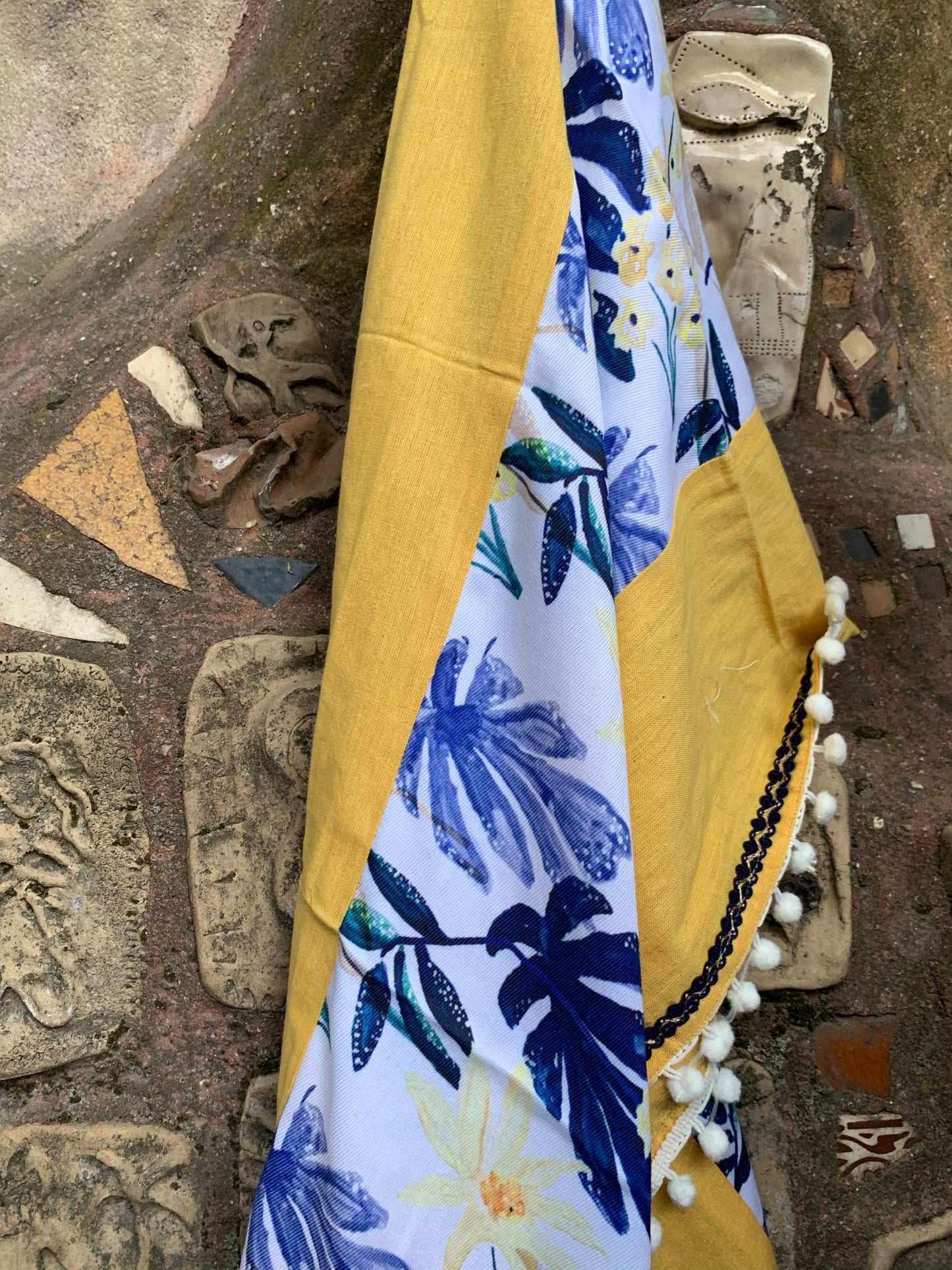 Jaune Tropicale | Echarpe imprimée motifs tropicaux