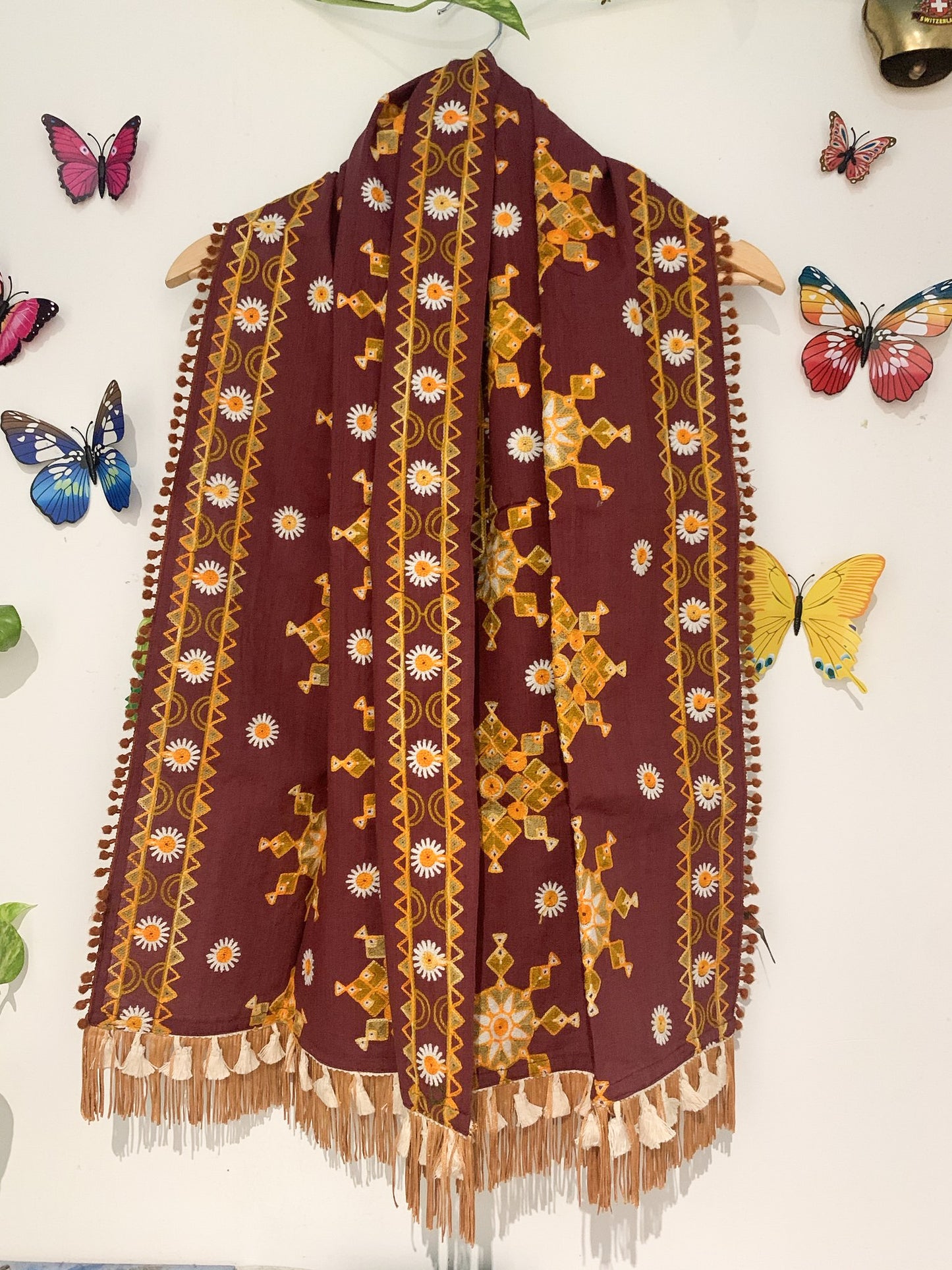 Deep Wine | Echarpe avec motifs ethniques