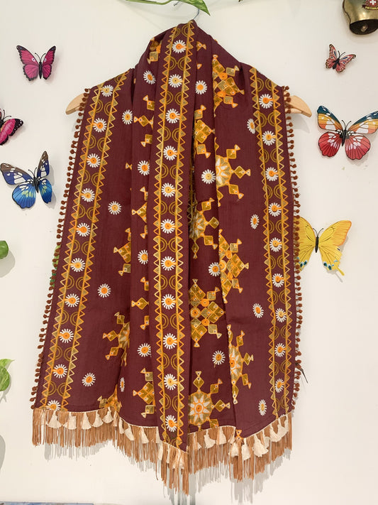 Deep Wine | Echarpe avec motifs ethniques